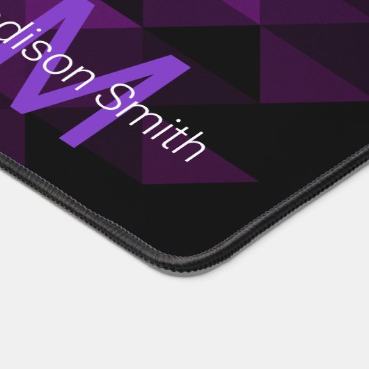 Blauw paarse driehoek geometriepatroon Monogram Bureaumat (Hoek)