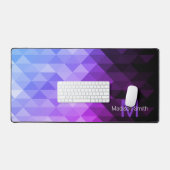 Blauw paarse driehoek geometriepatroon Monogram Bureaumat (Keyboard & Muis)