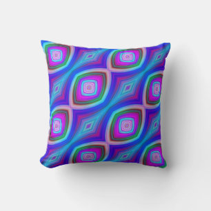 Blauw Paarse en Aqua Pattern Psychedelic Kussen