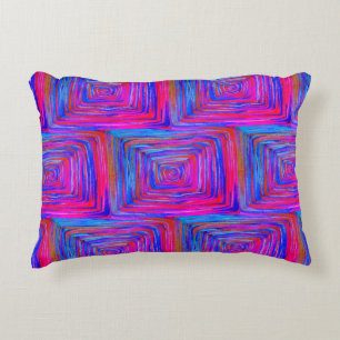 Blauw Paarse Fuchsia vierkant patroon Boho Accent Kussen