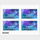 Blauw Paarse Galaxy Vleermuis Bar Mitzvah Dank je  Rechthoekige Sticker (Vel)