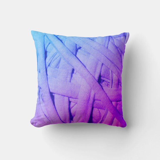 Blauw Paarse Garendetails Textuur Kussen Cushion (Voorkant)
