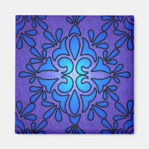Blauw Paarse gebrandschilderde glasstijl ontwerp Magneet