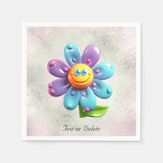 Blauw Paarse Gele Bloem Servetten (Voorkant)