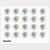Blauw Paarse gele bloem Sticker (Vel)