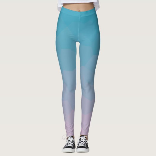 Blauw & Paarse Geometrische Gradiënt Dames Legging (Voorkant)