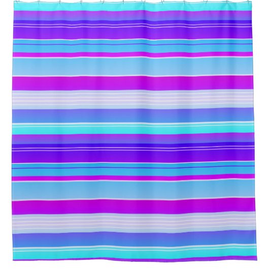 Blauw paarse gestreepte douchegordijn (Voorkant)