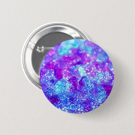 Blauw Paarse glitter Abstract Ronde Button 5,7 Cm (Voorkant /achterkant)