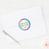 Blauw Paarse Glitter Holografisch Productlabel Ronde Sticker (Envelop)