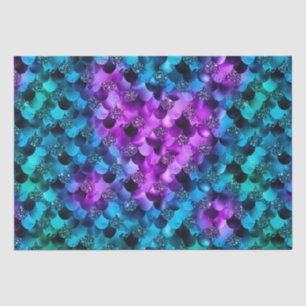 Blauw & Paarse Glitter Oceaan Glamour Zeemeermin S Tissuepapier