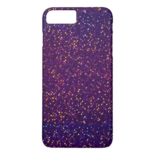 Blauw Paarse Glitter patroon iPhone 7 Plus Hoesje (Achterkant)