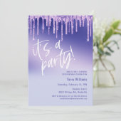 Blauw Paarse Glitter Verrassing 50ste Verjaardagsf Kaart (Staand voorkant)