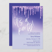 Blauw Paarse Glitter Verrassing 50ste Verjaardagsf Kaart (Voorkant / Achterkant)