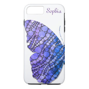 Blauw & Paarse Glitter Vlinder Persoonlijk iPhone 8/7 Plus Hoesje