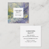 Blauw Paarse & Goud Marmerde Abstracte Vloeibare K Vierkante Visitekaartje (Voorkant / Achterkant)