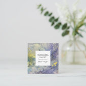 Blauw Paarse & Goud Marmerde Abstracte Vloeibare K Vierkante Visitekaartje (Staand voorkant)