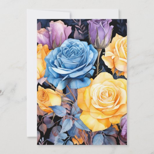 Blauw, Paarse, Gouden, en Zwart Repetitie Diner Kaart (Achterkant)