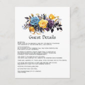 Blauw, Paarse, Gouden en Zwarte Bloemen Gast Detai Informatiekaartje (Voorkant)