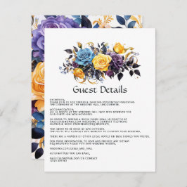 Blauw, Paarse, Gouden en Zwarte Bloemen Gast Detai Informatiekaartje