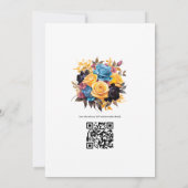 Blauw, Paarse, Gouden, en Zwarte Bloemen Huwelijk Kaart (Achterkant)