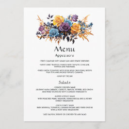 Blauw, Paarse, Gouden, en Zwarte Bloemen Huwelijk Menu