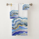 Blauw Paarse gouden marmer gepersonaliseerd Bad Handdoek (Insitu)