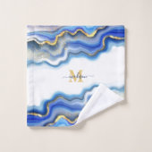 Blauw Paarse gouden marmer gepersonaliseerd Bad Handdoek (Wasdoekje)