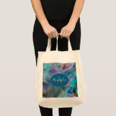 Blauw Paarse Gouden Waterverf Abstract Gepersonali Tote Bag (Voorkant (product))