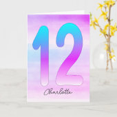 Blauw Paarse Gradient 12e Verjaardag Kaart (Gele Bloem)