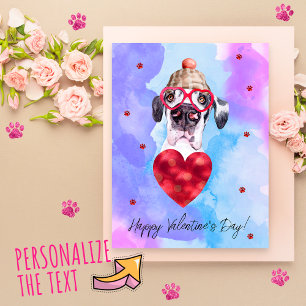 Blauw Paarse Great Dane Valentijnsdag Cadeau Hond Feestdagenkaart