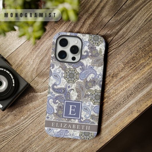  Blauw Paarse Grijs Wit Paisley iPhone Hoesje