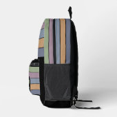 Blauw Paarse Groene Mosterd Gele Zwarte Strepen Bedrukte Rugzak (Rechts)