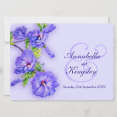 Blauw paarse hibiscus bloem bruiloft kaart (Voorkant)
