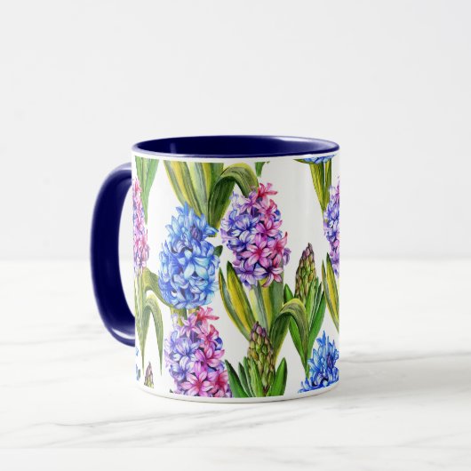 Blauw & Paarse Hyacint Bloemen Mok (Voorkant links)