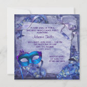 Blauw Paarse Hydrangea Masquerade Feest Uitnodigin Kaart (Achterkant)