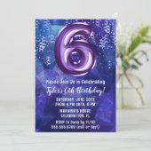 Blauw Paarse Jongen 6e Verjaardag Kaart (Staand voorkant)