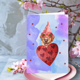 Blauw Paarse Labrador Valentijnsdag Cadeau Hond Kaart