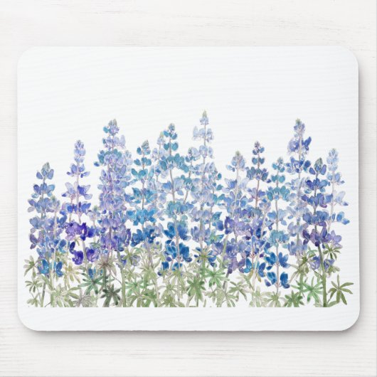 blauw paarse lupbloemen, horizontaal muismat (Voorkant)