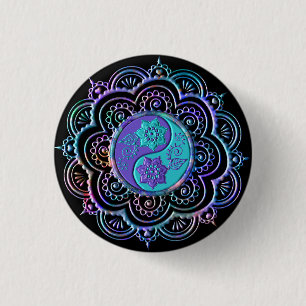 Blauw & Paarse Mandala Ronde Button 3,2 Cm