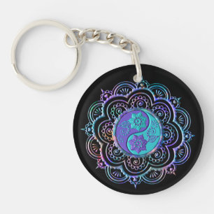 Blauw & Paarse Mandala Sleutelhanger