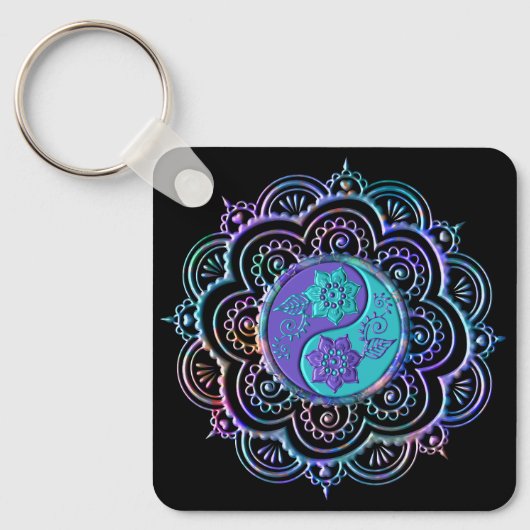 Blauw & Paarse Mandala Sleutelhanger (Voorkant)