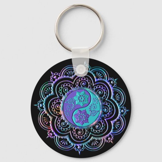 Blauw & Paarse Mandala Sleutelhanger (Voorkant)