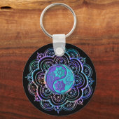 Blauw & Paarse Mandala Sleutelhanger (Achterkant)