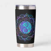 Blauw & Paarse Mandala-waterfles Geïsoleerde Drinkbeker (Achterkant)