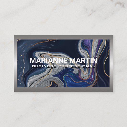 Blauw Paarse Marmer Visitekaartje (Voorkant)