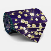 Blauw & Paarse Marmeren Gouden Glitter Necktie Stropdas (Opgerold)