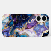 Blauw Paarse Marmeren Hoestelcase Goud Luxe Case-Mate iPhone Case (Achterkant (horizontaal))