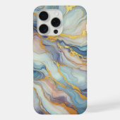 Blauw Paarse Mauve Roze Gouden Marmeren Kunstpatro iPhone Hoesje (Achterkant)