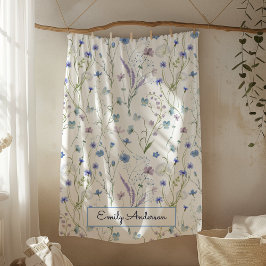 Blauw Paarse Mooie Wilde Bloem Bloemmotief Fleece Deken