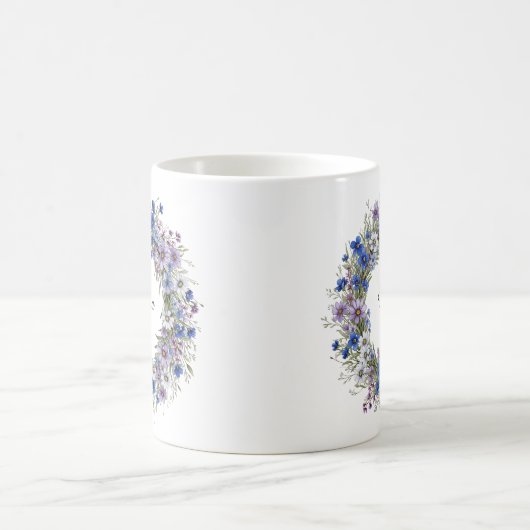 Blauw & Paarse Mooie Wildflowers Krans Custom Koffiemok (Center)